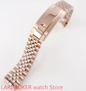 BLIGER 20 мм широкий стальной браслет с серебряным юбилейным ремешком, двухцветная складная застежка из розового золота