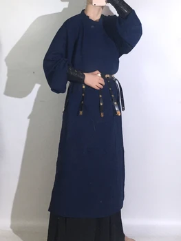 4-Цветная Модная мантия Династии Тан Мин с круглым вырезом, Мужские Повседневные Длинные халаты, костюм Тан, современный Китайский традиционный костюм Уся