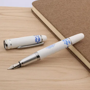 Благоприятные облака Китайский сине-белый фарфор с рисунком, Перьевая ручка со средним пером, Канцелярские принадлежности для школьного офиса