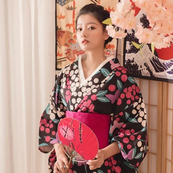 Женское Традиционное Кимоно в Японском Стиле, Винтажное осенне-весеннее платье, Официальная одежда для фотосъемки, Юката, Костюм для косплея