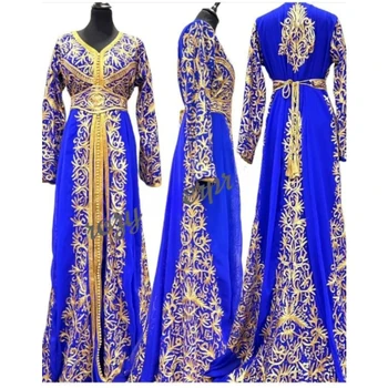 Голубые кафтаны Платье Farasha Abaya из Дубая Марокко Очень необычное длинное платье с модным трендом