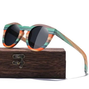 Цветные Бамбуковые Овальные солнцезащитные очки, деревянные Поляризованные солнцезащитные очки Для Мужчин И женщин, Модные очки с защитой от UV400, Бесплатная доставка