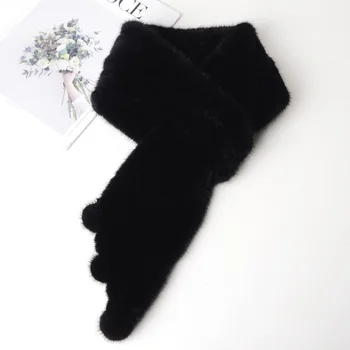 Модный Осенне-зимний Роскошный вязаный шарф из натурального меха норки для женщин, теплая меховая шаль для шеи S3674