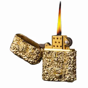 Креативная Латунная зажигалка в стиле Ретро с тяжелой Броней, Ветрозащитная Керосиновая зажигалка, Мужские Подарочные Аксессуары для сигарет, Зажигалка для сигар