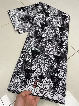 Новейшая африканская шифоновая кружевная ткань 2022, высококачественная вышивка 5 ярдов, Французская Нигерийская Кружевная ткань, Сетчатая кружевная ткань для платьев