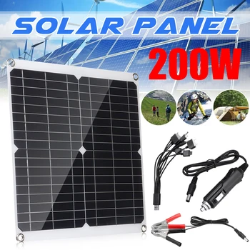 Комплект солнечных батарей мощностью 200 Вт, 18 В постоянного тока, портативное солнечное зарядное устройство для банковской батареи, Кемпинг, автомобиль, лодка, RV, Солнечная пластина