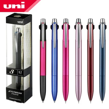 1 шт. Шариковая ручка UNI MSXE3-3000 Металлическая многофункциональная шариковая ручка для офиса, трехцветная масляная ручка нажимного типа